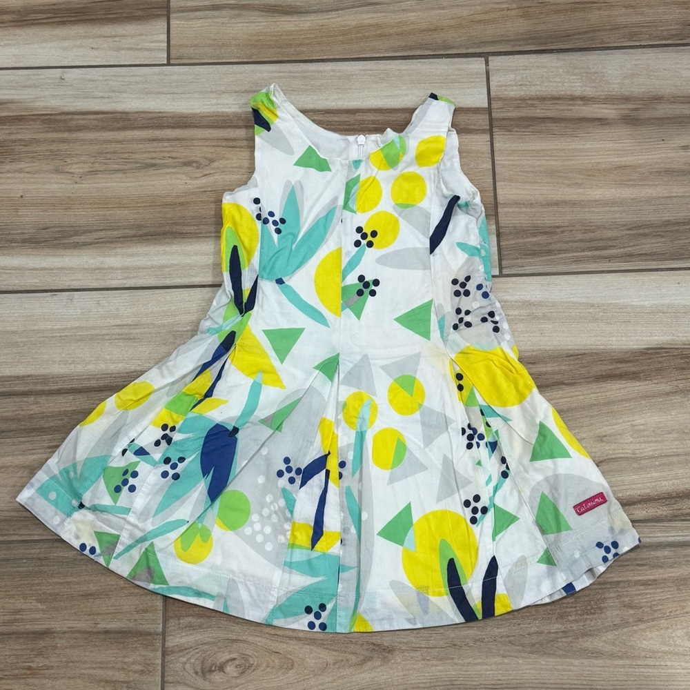 Catimini White Dress with Yellow and Green Accents